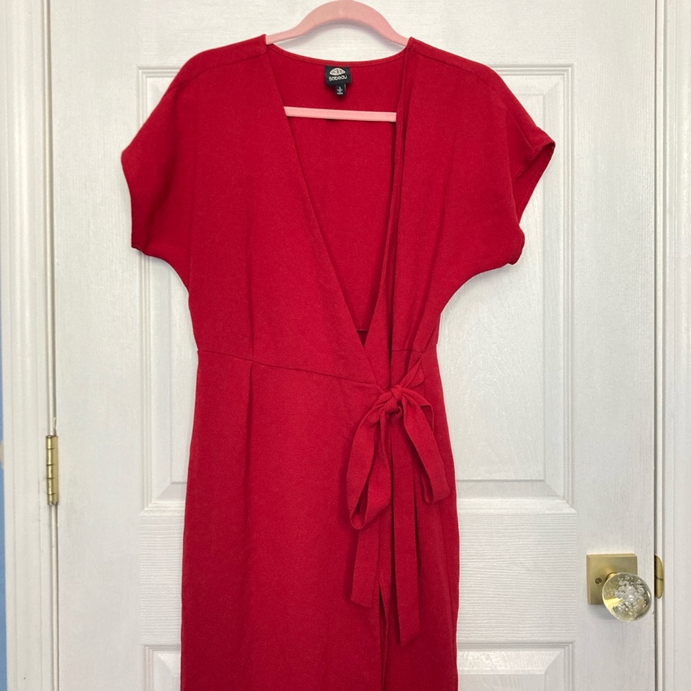 Elegant Red Wrap Dress
